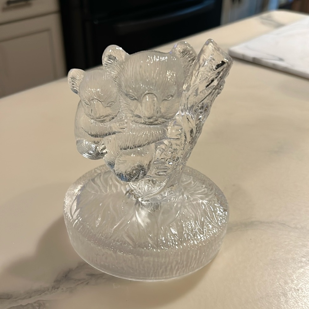 Vintage Lead Crystal Oneida Capri Koala Bear  sculpture Italy